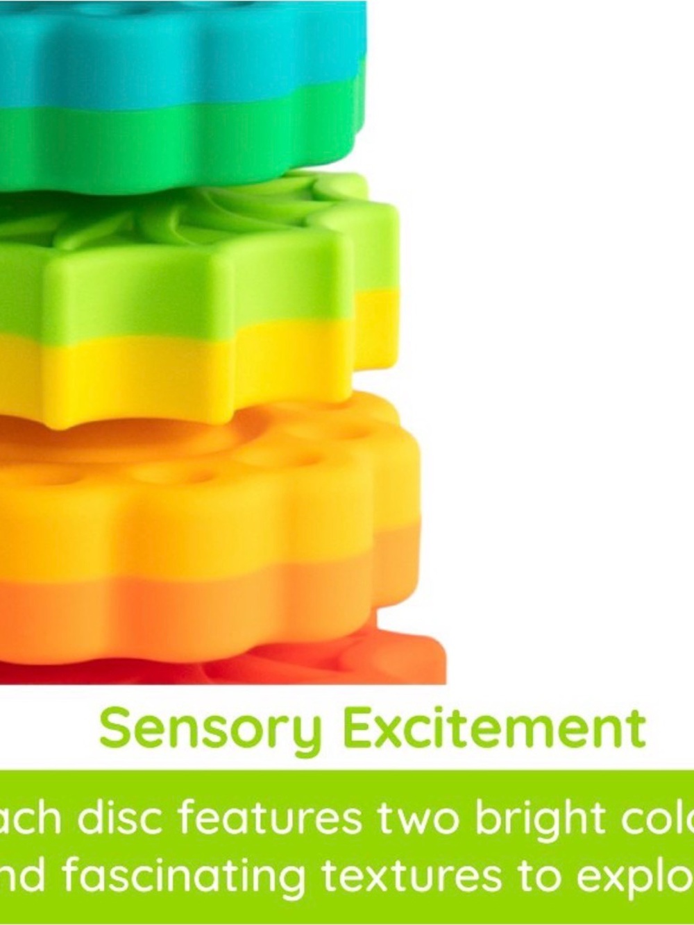 Fat Brain Toy Stacking Rainbow Gear Toy - Multicolor Silicone Rings - Picture 6 of 9